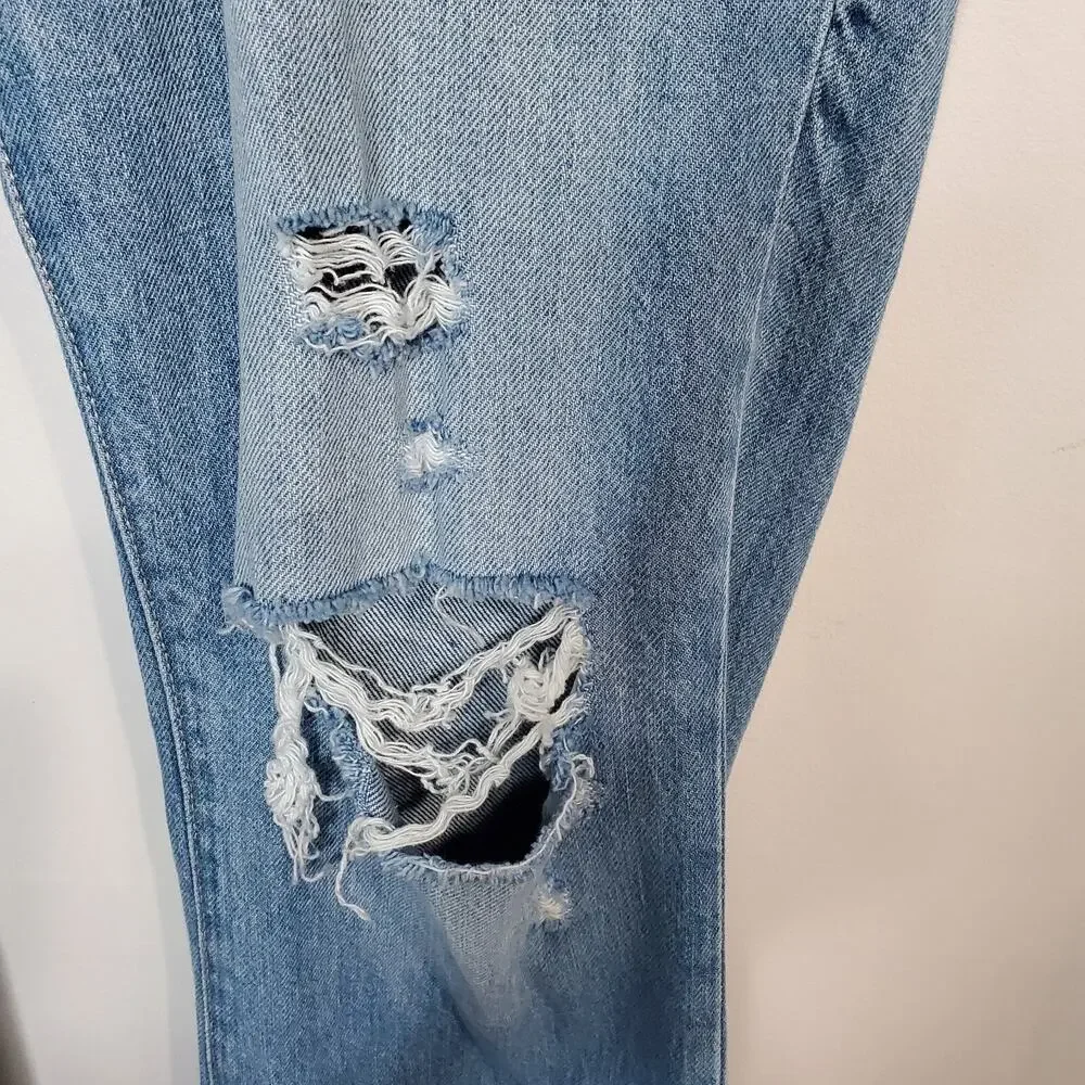 True Religion Brand Mens Jeans Ricky Relaxed Straight Leg SZ 34 Blue Distressed